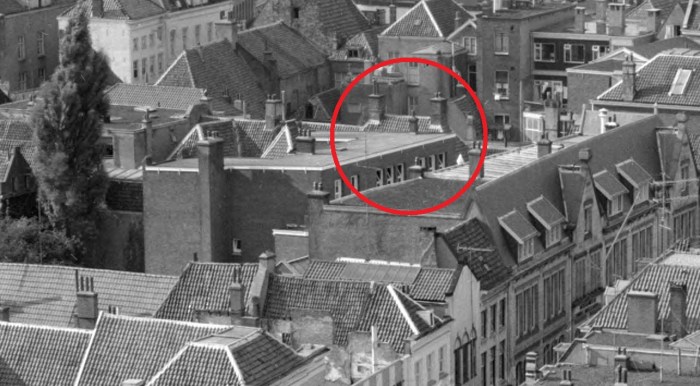 Bakkerstraat luchtfoto 1960 detail